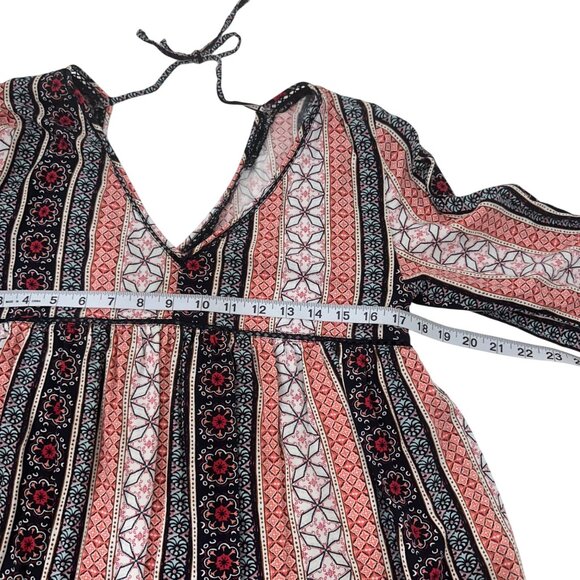 Abercrombie & Fitch Womens Boho Floral Stripe V-Neck Long Sleeve Blouse Top M - Picture 4 of 9